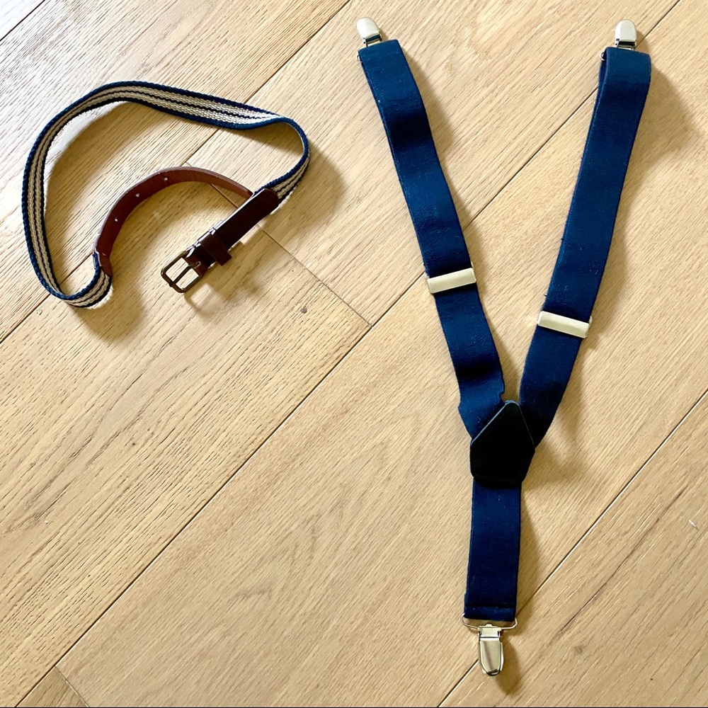 Navy toddler/preschool suspenders and belt bundle